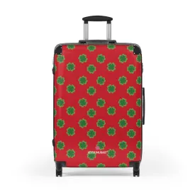 Red Clover Print Suitcases, Irish Style St. Patrick's Day Designer Suitcase Luggage (Small, Medium, Large)