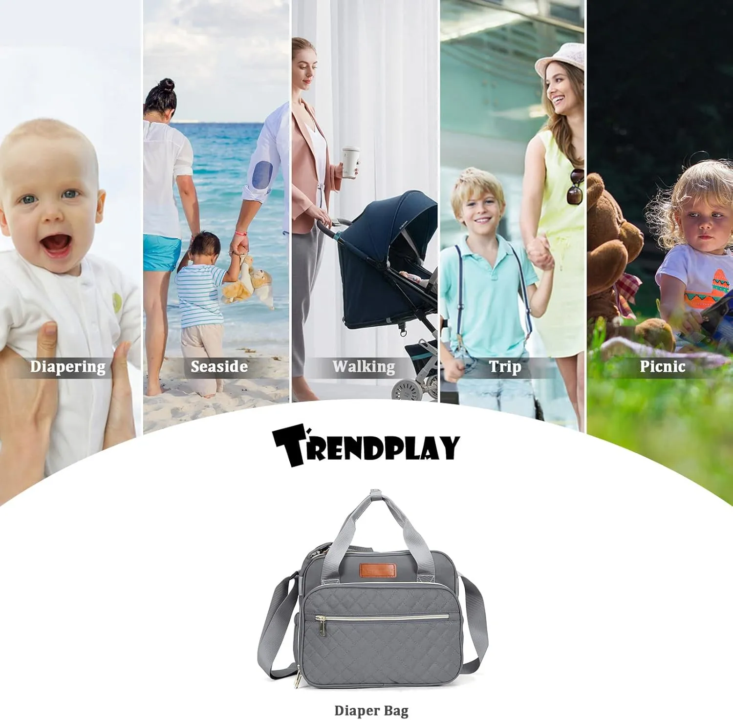 Small Diaper Bag Tote for Girls Baby Nappy Bag - Travel&Outdoor Stroller Organizer Cute Diaper Maternity Bag for Mom Daddy