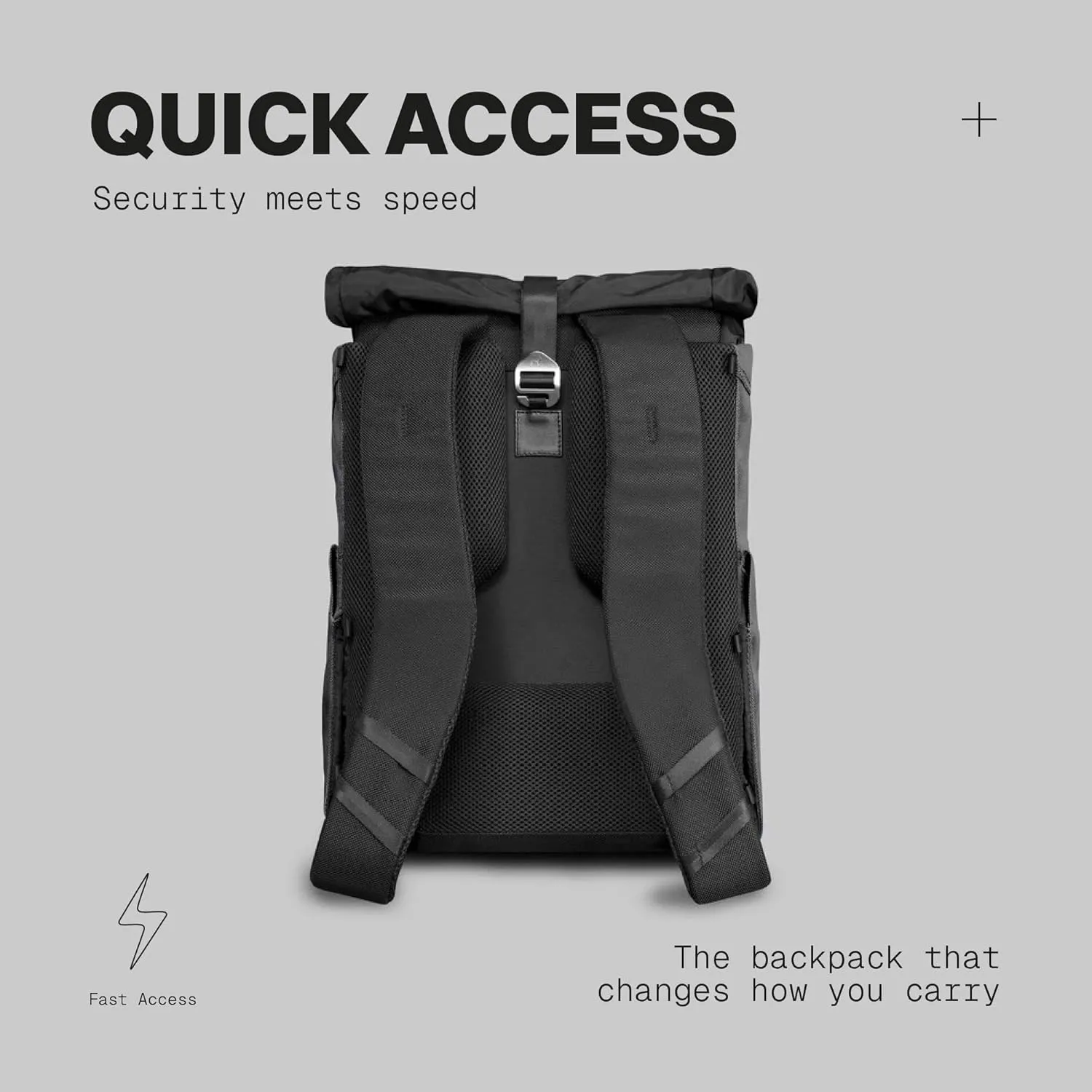 The Frenchie Co. Anti-Theft Speed Backpack, Slim Minimalist Backpack with Hidden Zippers and Cut-Resistant Design for Travel and Everyday Use, Made of Ballistic Nylon