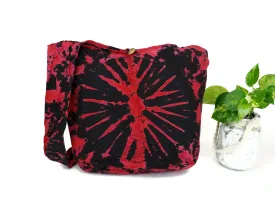 Tie Dye Bag Purse Crossbody Sling Hobo Boho Shoulder bag Hippie Bohemian cotton Messenger Bags Top Zip Firework Black Red HT133