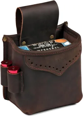 TOURBON Leather Shotgun Shell Holder 12 Gauge Ammo Pouch 1 Box Carrier Ammunition Storage for Sporting Clay Trap Skeet Shooting