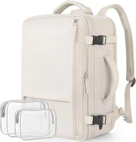 Travel Backpack for Women, Large Carry On Backpack for Travel, Waterproof Backpack Personal Item, Backpack for Women, laptop backpack 17.3 inch, College Bag Casual Daypack, Beige
