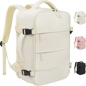 Travel Backpack For Women Men Airline Approved Carry On Backpack, Waterproof Outdoor Sports Rucksack Weekender Overnight College Business Backpack Fits 15.6 Inch Laptop - Beige