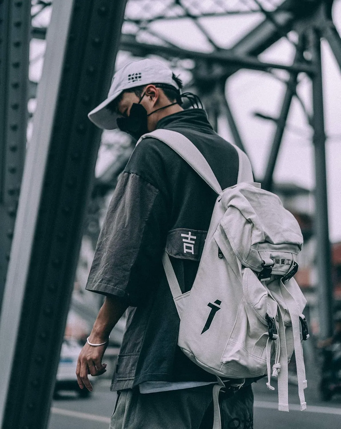 Travel Laptop Backpack Techwear Streetwear Anti Theft Slim Daypack Fits 15 Inch Laptop (Beige)