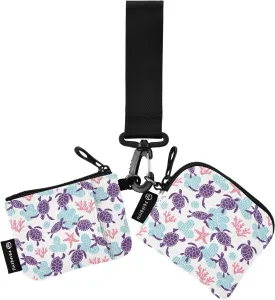 Turtle Wristlet Wallet for Women, Detachable Dual Pouch Wristlet, Mini Zip Around Wallet Portable Coin Purses