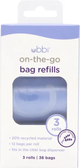 Ubbi On-the-Go Refill Bags, Lavender Scented, Value Pack of 36, Baby On The Go Diapering Essentials
