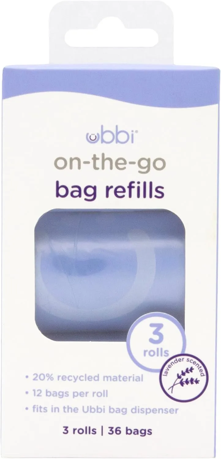 Ubbi On-the-Go Refill Bags, Lavender Scented, Value Pack of 36, Baby On The Go Diapering Essentials