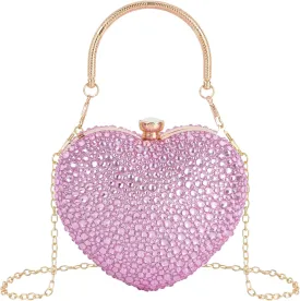 Women Heart Shaped Clutch Handbag Wedding Party Evening Bag Mini Chain Purse Cocktail Prom Tote Shoulder Bag