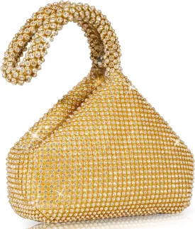 Women's Evening Bag- Upgraded Larger Size Full Rhinestones Bling Wrist Clutch Purse for Party Wedding Date Night