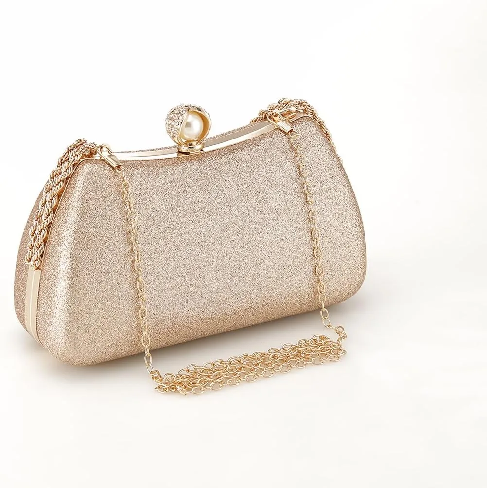 YYW Clutch Purse for Women Pearls Evening handbag Wedding Party Purse Shoulder Bag