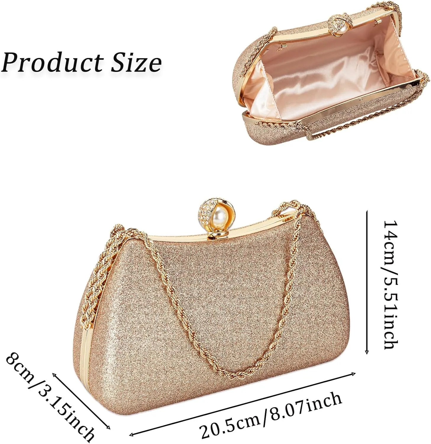 YYW Clutch Purse for Women Pearls Evening handbag Wedding Party Purse Shoulder Bag