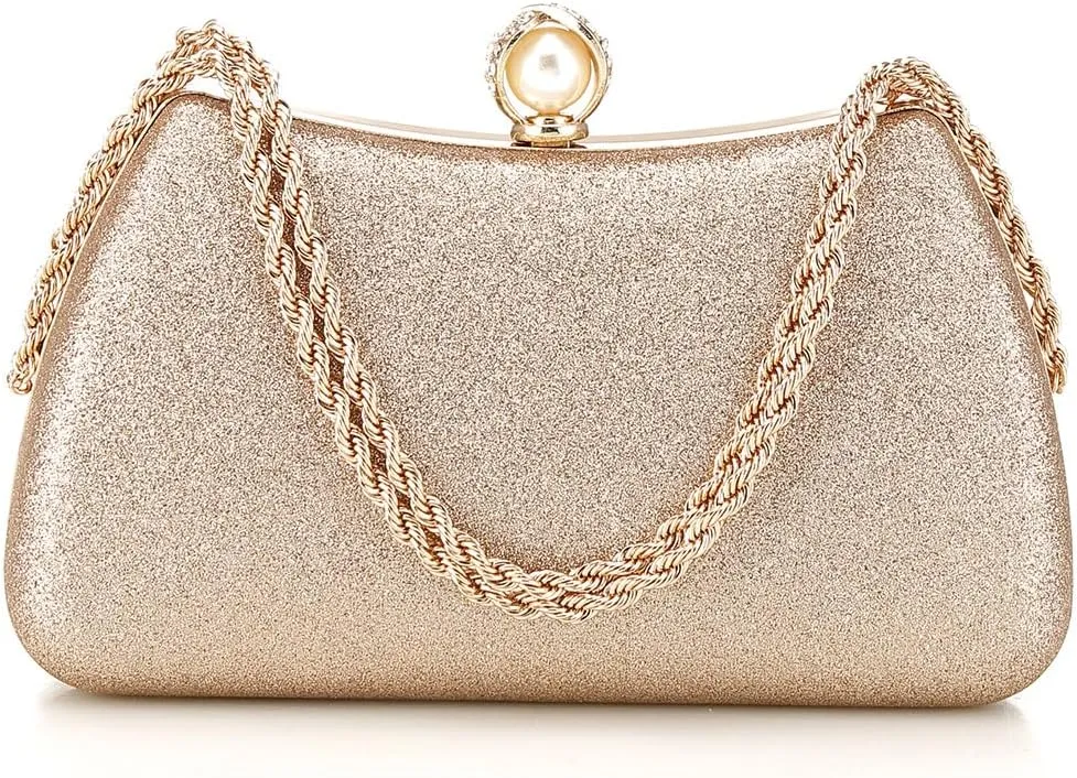 YYW Clutch Purse for Women Pearls Evening handbag Wedding Party Purse Shoulder Bag