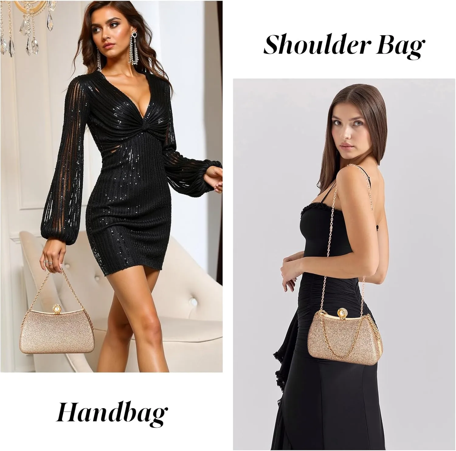 YYW Clutch Purse for Women Pearls Evening handbag Wedding Party Purse Shoulder Bag