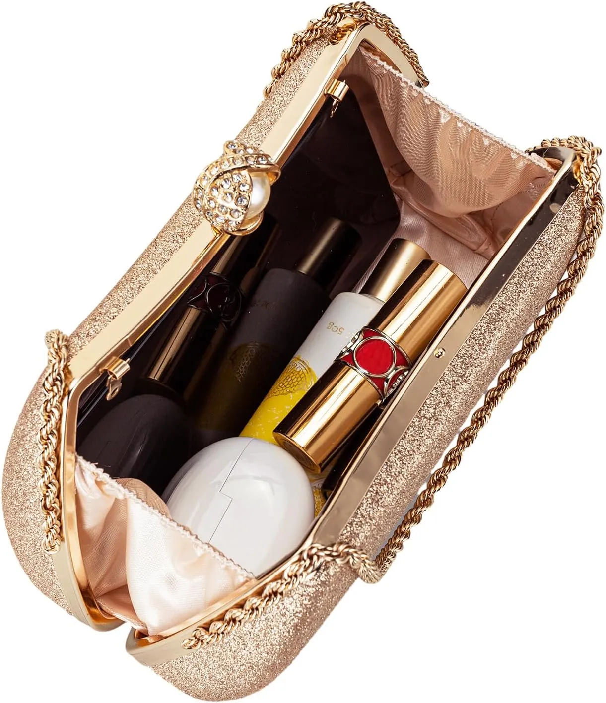 YYW Clutch Purse for Women Pearls Evening handbag Wedding Party Purse Shoulder Bag